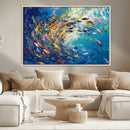Colorful Swirling Fish School Wall Art Canvas Print |