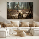 Jesus Running After a Lost Lamb Canvas Wall Art Print