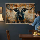 Longhorn Wall Art – Rustic Western Bull Canvas Print, Modern