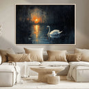Abstract Swan on Water Wall Art Canvas Print - Elegant