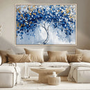 Blue and Gold Abstract Tree Wall Art Canvas Print | Modern