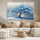 Abstract Blue Tree Art Canvas Print, Majestic Tree Wall Art