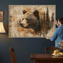 Rustic Grizzly Bear Wall Art, Abstract Grizzly 399 Bear Wall