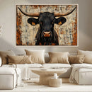 Rustic Texas Artwork Wall Art Canvas Print - Abstract Cow