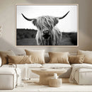 Highland Cow Wall Art | Black and White Farmhouse Decor |