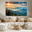 Sunrise Over Mountain Range Wall Art Canvas Print, Farmhouse