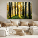 Sunlit Forest Wall Art Canvas Print – Large Framed Woodland
