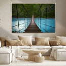 Suspension Bridge Over River Canvas Art | 3-Panel Nature by MyGreatCanvas | Canvas Wall Art Prints | Photo Prints & Wall Decor