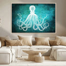 Green Octopus Abstract Wall Art Canvas Print