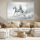 Large Wall Art Canvas Print – Beautiful Running White Horses