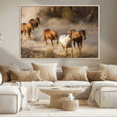 Large Wall Art 5 Horses Running on Sand Canvas Print