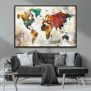 Watercolor World Map Canvas Print – Framed Wall Art for by MyGreatCanvas | Canvas Wall Art Prints | Photo Prints & Wall Decor