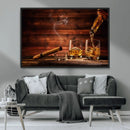 Whiskey and Cigar Wall Art Canvas | 3 Panel Bar Room Decor by MyGreatCanvas | Canvas Wall Art Prints | Photo Prints & Wall Decor
