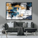 Blue and Gold Abstract Canvas Wall Art – Triptych Modern