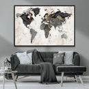 Abstract Map Printing - Modern World Map Canvas Wall Art for