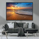 Sunset and Beach at Night Wall Art Canvas Print
