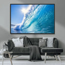 Blue Big Wave Surfing Ocean Canvas Wall Art Artwork Print