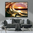 Golden Wave Sunset Triptych Canvas Art, Giclee Canvas Print