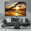 Golden Tropical Beach Sunset Canvas Triptych, Coastal Palm by MyGreatCanvas | Canvas Wall Art Prints | Photo Prints & Wall Decor