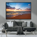 Serene Ocean Sunset Canvas Print, Golden Hour Beach Wall