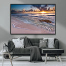 Sea Ocean Sunset Beach Wall Art Canvas Print