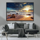 Golden Hour Beach Sunset Canvas Triptych, Ocean Waves and by MyGreatCanvas | Canvas Wall Art Prints | Photo Prints & Wall Decor