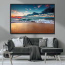 Sunset Ocean Beach Wall Art – Giclee Canvas Print, Coastal