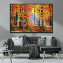 Autumn Red Forest Triptych Canvas Wall Art Print, Forest