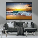Golden Sunset Ocean Waves Wall Art Canvas Print – Multi