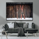 Vintage Ski Gear Canvas Print, Vintage Ski Gear Against