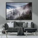 Beautiful Rising Fog in Winter Mountain Landscape- Framed