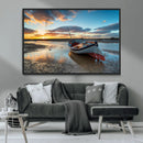 Small Boat At The Beach Sunset Wall Art, Boat Sunset Wall