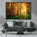 Sunlight Through Trees Wall Art Canvas Print - Autumn Forest