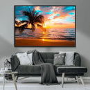 Palm Tree Sunset On The Beach Wall Art Canvas, Framed Palm by MyGreatCanvas | Canvas Wall Art Prints | Photo Prints & Wall Decor
