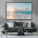 Tranquil Ocean Beach Sunset Canvas Wall Art | 3-Panel