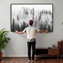 Forest Wall Art Print | Foggy Pine Forest Canvas Wall Art -