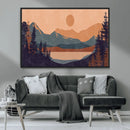 Modern Boho Sunset Canvas Print, Mountain Landscape Triptych