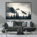 Large Foggy Mountain Forest Wall Art Canvas Print | Misty