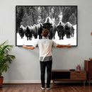 Bison Herd in Snow Wall Art Canvas Print | Rustic Western
