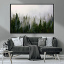 Misty Pine Forest Wall Art Canvas Print | 3 Panel Green