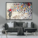 Banksy Art Butterfly Girl Explosion Canvas Art – Vibrant