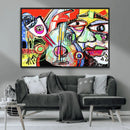 Picasso Style Art Abstract Canvas Wall Art Print , Colorful