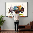 Abstract Buffalo Wall Art, Western Watercolor Bison Canvas
