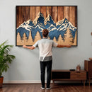 Rustic Wood Style Mountain Wall Art, Nature Forest Canvas