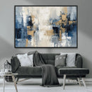 Modern Abstract Canvas Wall Art in Blue and Gold Tones |