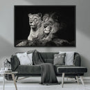Lion Couple Wall Art Canvas Print – Elegant Black and White