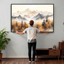 Abstract Mountain Wall Art | Misty Mountain Forest and