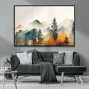 Abstract Watercolor Mountains and Trees Autumn Wall Art,