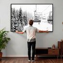 Ski Wall Art - Ski Lift Wall Art Canvas Print Snow Covered by MyGreatCanvas | Canvas Wall Art Prints | Photo Prints & Wall Decor