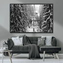 Winter Ski Lift Black and White Canvas Wall Art – Alpine